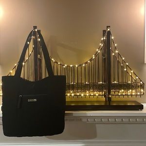 Vera Bradley Classic Black Bucket Tote Quilted Pattern Handbag